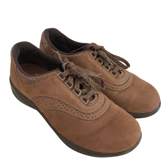 SAS Shoes Walk Easy Be Happy Women 8 Brown Lace Up Oxford Nubuck Suede Comfort - Picture 1 of 9